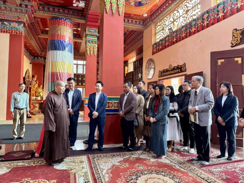 Các đại biểu khảo sát chùa Long Quang. Ảnh: Hồ Hạ.