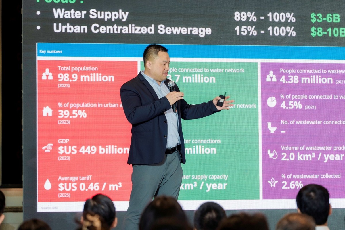 Ông Jing Ren Yong - Quản lý Kinh doanh mảng Nước và Môi trường Schneider Electric khu vực Đông Á chia sẻ về nền tảng CONNECT tại sự kiện