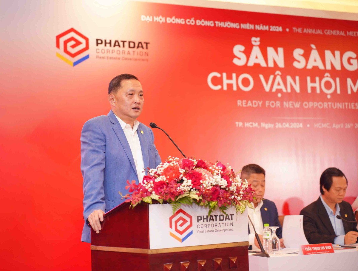Ông Nguyễn Văn Đạt, Chủ tịch HĐQT PDR phát biểu tại Đại hội. Ông Nguyễn Văn Đạt, Chủ tịch HĐQT PDR phát biểu tại Đại hội.