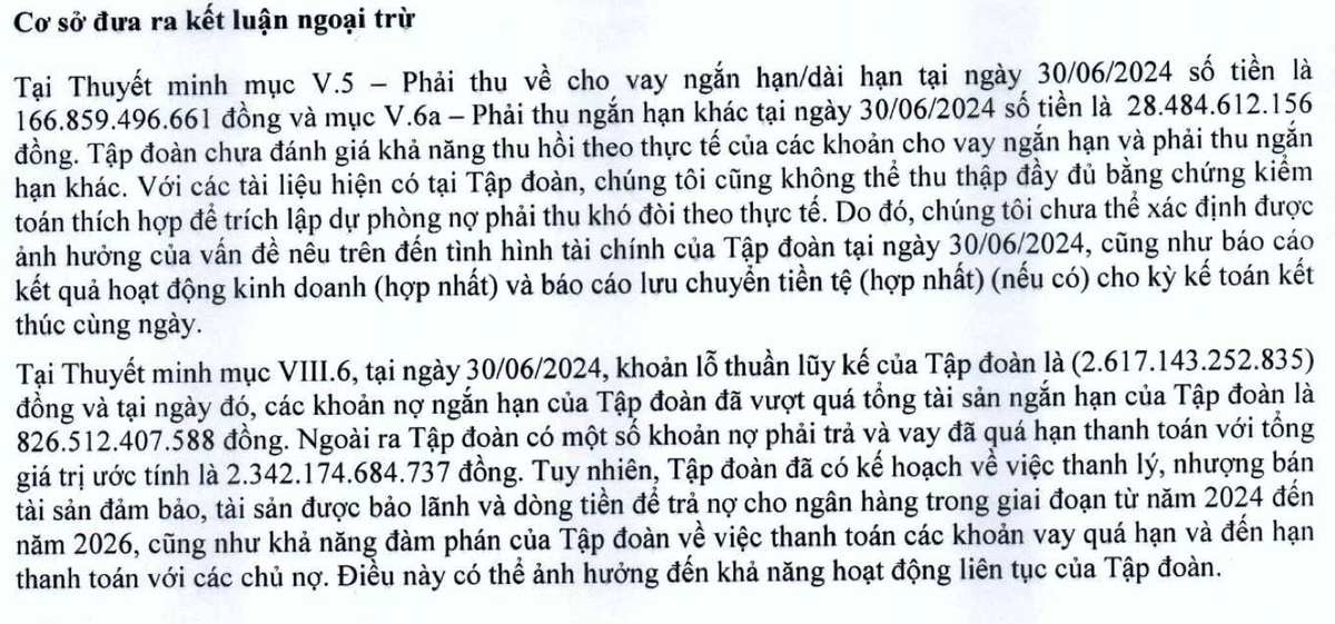Theo BCTC hợp nhất soát xét bán niên 2024 của DLG.