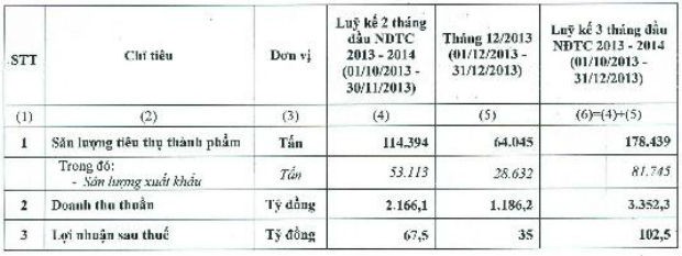 HSG ước lãi hơn trăm tỷ đồng 3 tháng đầu niên độ 2013-2014  ảnh 1
