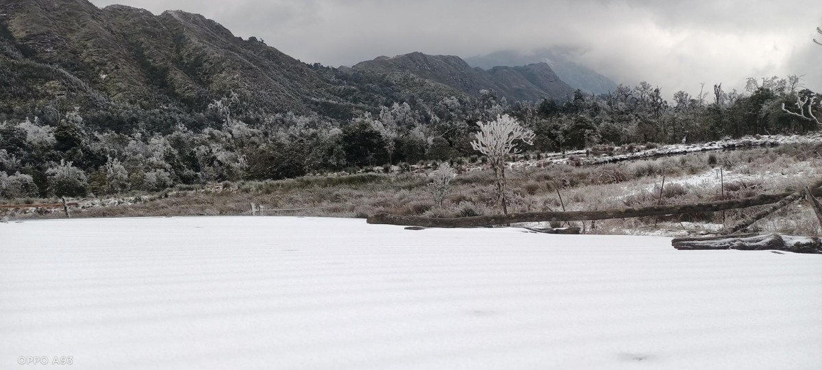Băng tuyết phủ trắng đường đi.