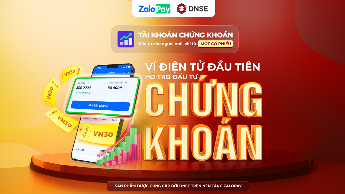 ZaloPay kết hợp cùng DNSE hỗ trợ đầu tư và mang đến nhiều ưu đãi hấp dẫn. Ảnh: ZaloPay.