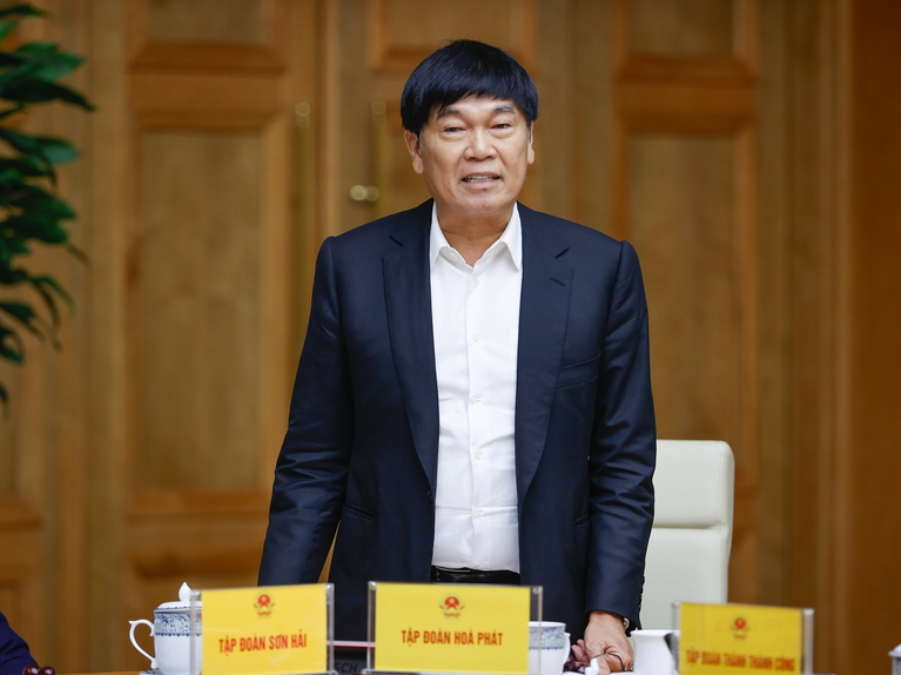 Ông Trần Đình Long phát biểu tại cuộc gặp của Thường trực Chính phủ với lãnh đạo doanh nghiệp tư nhân