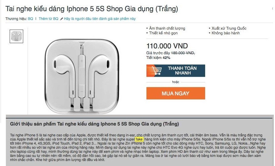 Hàng giả, hàng nhái bày bán công khai trên Lazada, Sendo ảnh 2