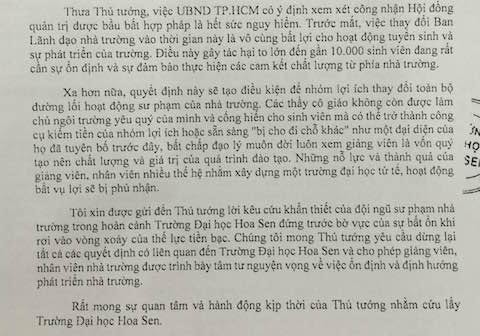 Trường Đại học Hoa Sen cầu cứu Thủ tướng ảnh 1