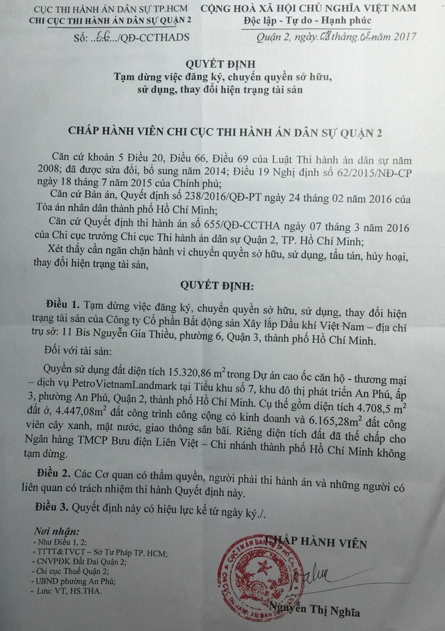 Dự án “tai tiếng” PetroVietnam Landmark bị “phong toả” hơn 15.000m2 đất ảnh 1