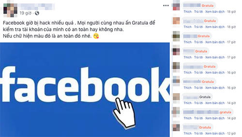 Chiêu lừa bình luận Gratula để kiểm tra bảo mật Facebook ảnh 1