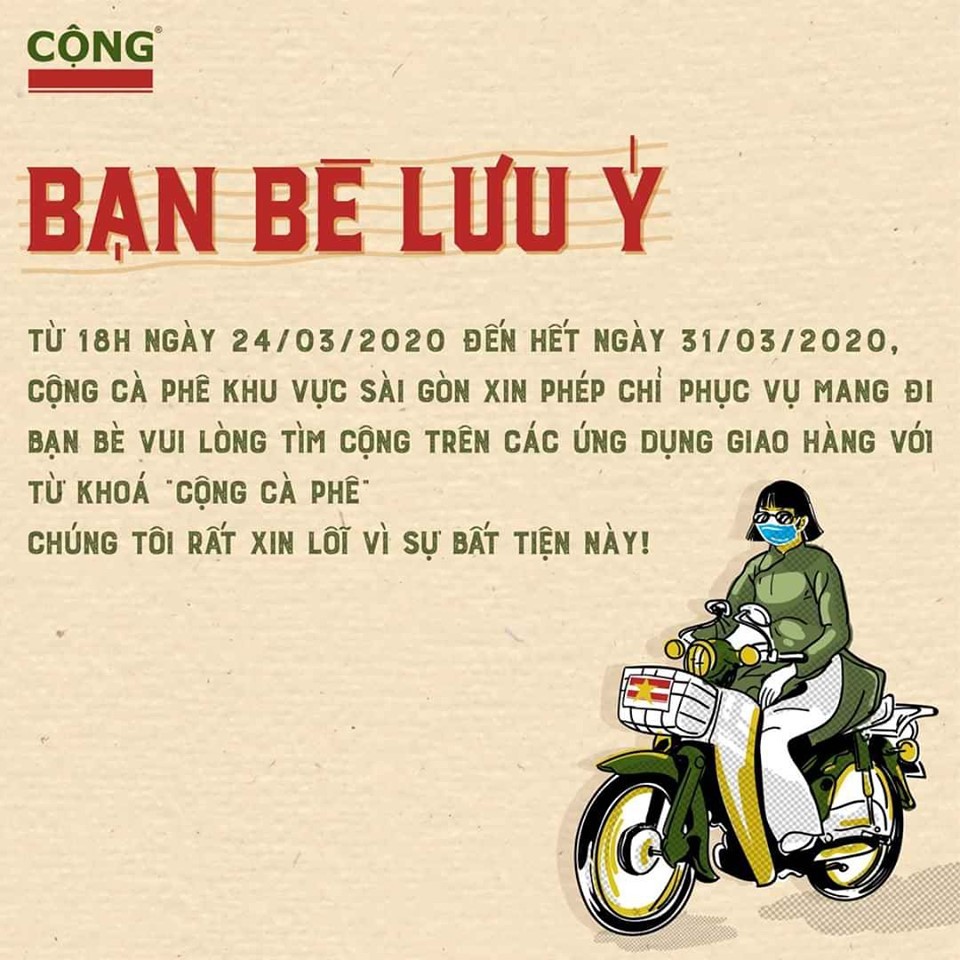 Các hãng đồ uống tại TP. HCM đồng loạt thông báo chỉ phục vụ mang đi và giao hàng ảnh 1