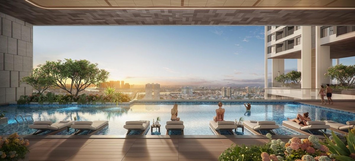 Hồ bơi chân mây tại tầng 20 của The Gemini.