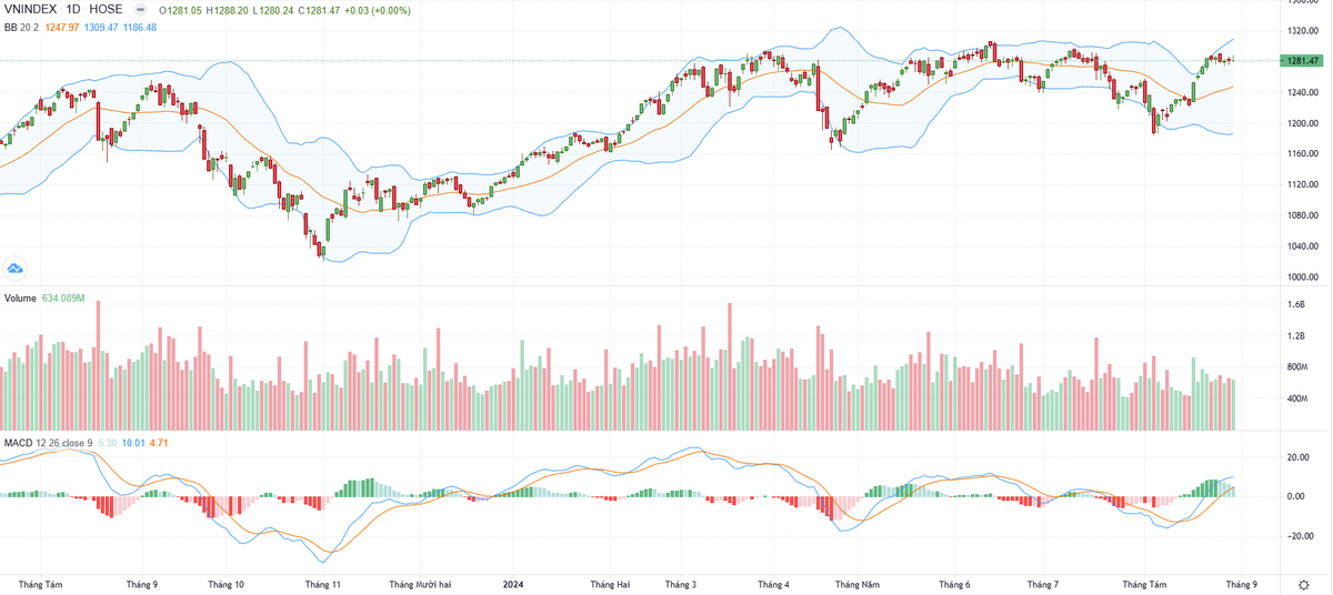 Biểu đồ kỹ thuật VN-Index.