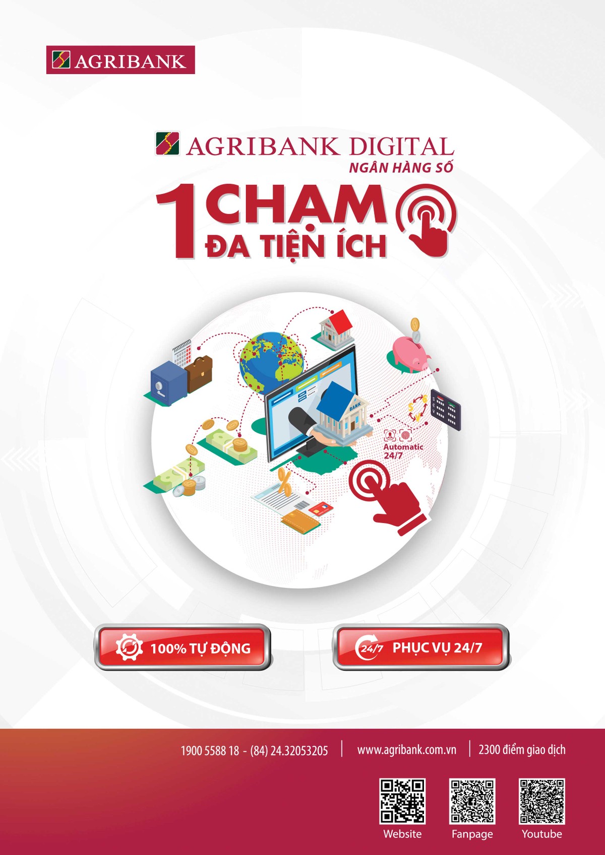 Ngân hàng số của Agribank cung cấp đầy đủ các dịch vụ 24/7.