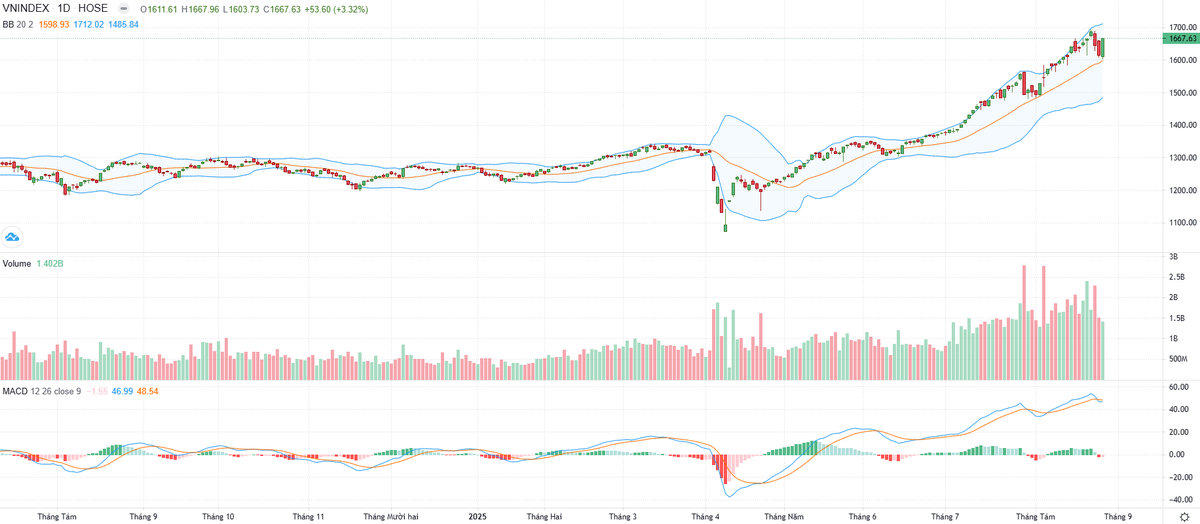 Biểu đồ kỹ thuật VN-Index.