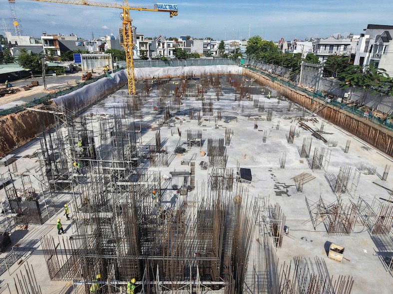 Dự án A&amp;K Tower đã xây xong hầm móng và đang xây dựng tầng 1.