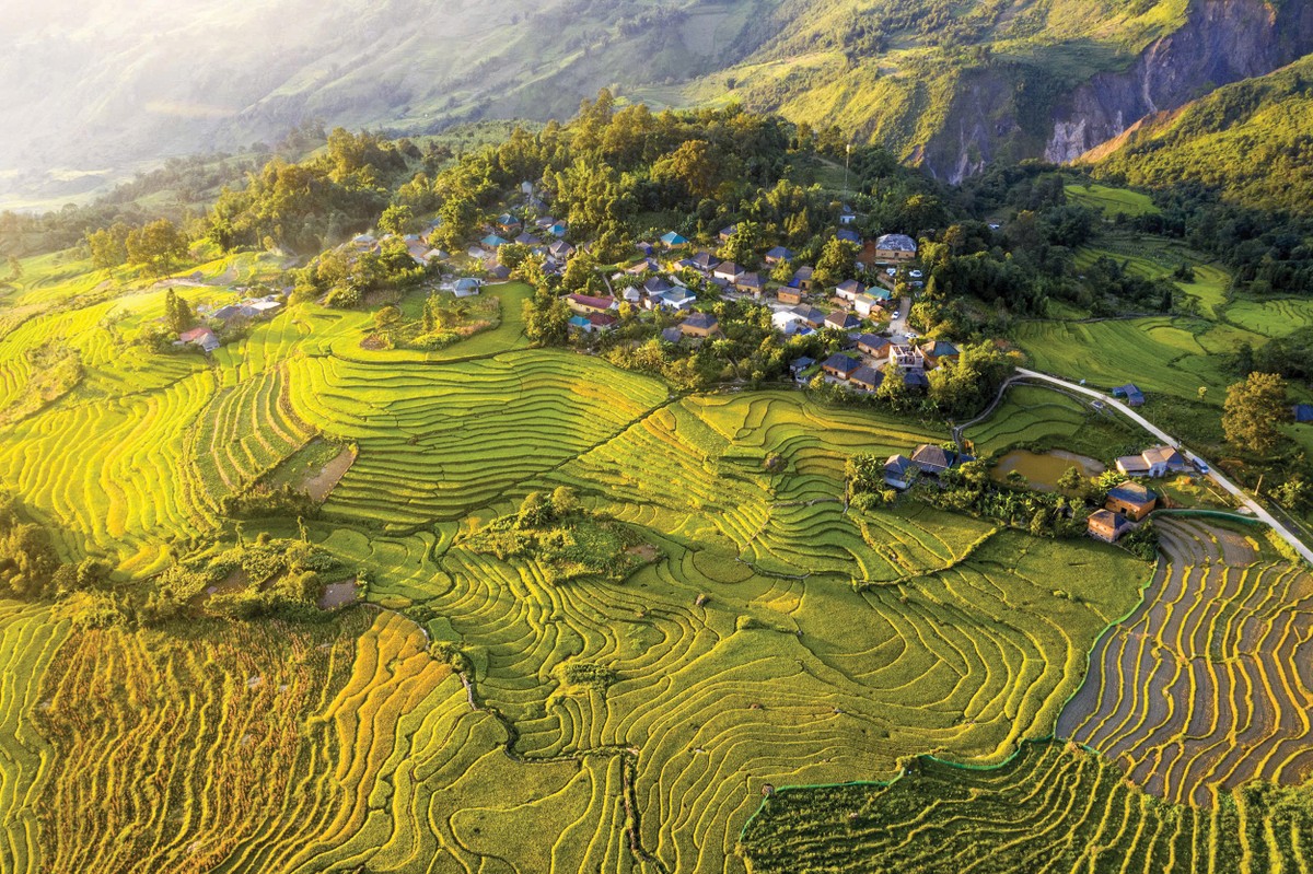 Cánh đồng lúa khu vực thôn Choản Thèn. Ảnh: Hoàng Công Kiều.