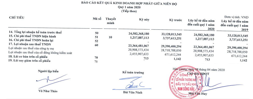 Chịu tác động kép từ Covid-19 và giá dầu, Nam Sông Hậu (PSH) duy trì mức lợi nhuận bằng 70% so với cùng kỳ ảnh 1