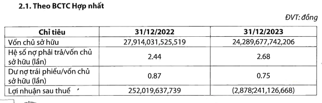 Thông tin tài chính theo báo cáo tài chính hợp nhất