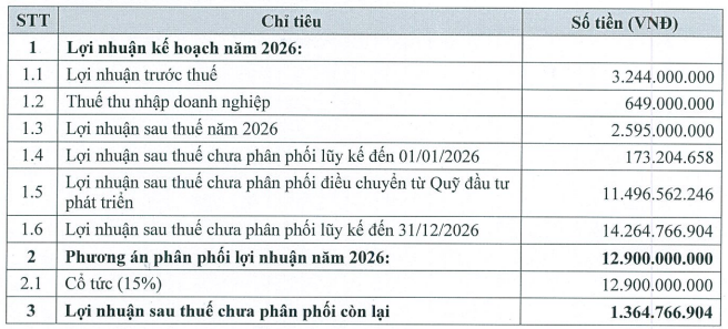Kế hoạch phân phối lợi nhuận năm 2026