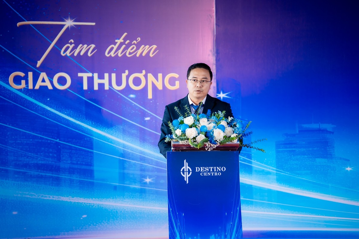 Ông Lưu Việt Cường, Giám đốc quản lý dự án Destino Centro đại diện BLĐ tập đoàn BĐS Seaholdings phát biểu.