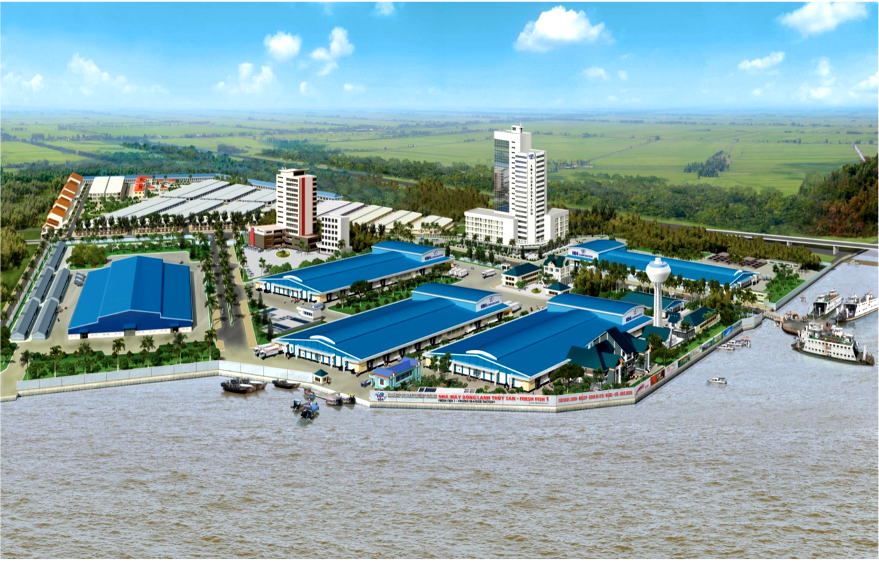 Cụm công nghiệp Vàm Cống uy nghi bên bờ sông Hậu. Cụm công nghiệp Vàm Cống uy nghi bên bờ sông Hậu.