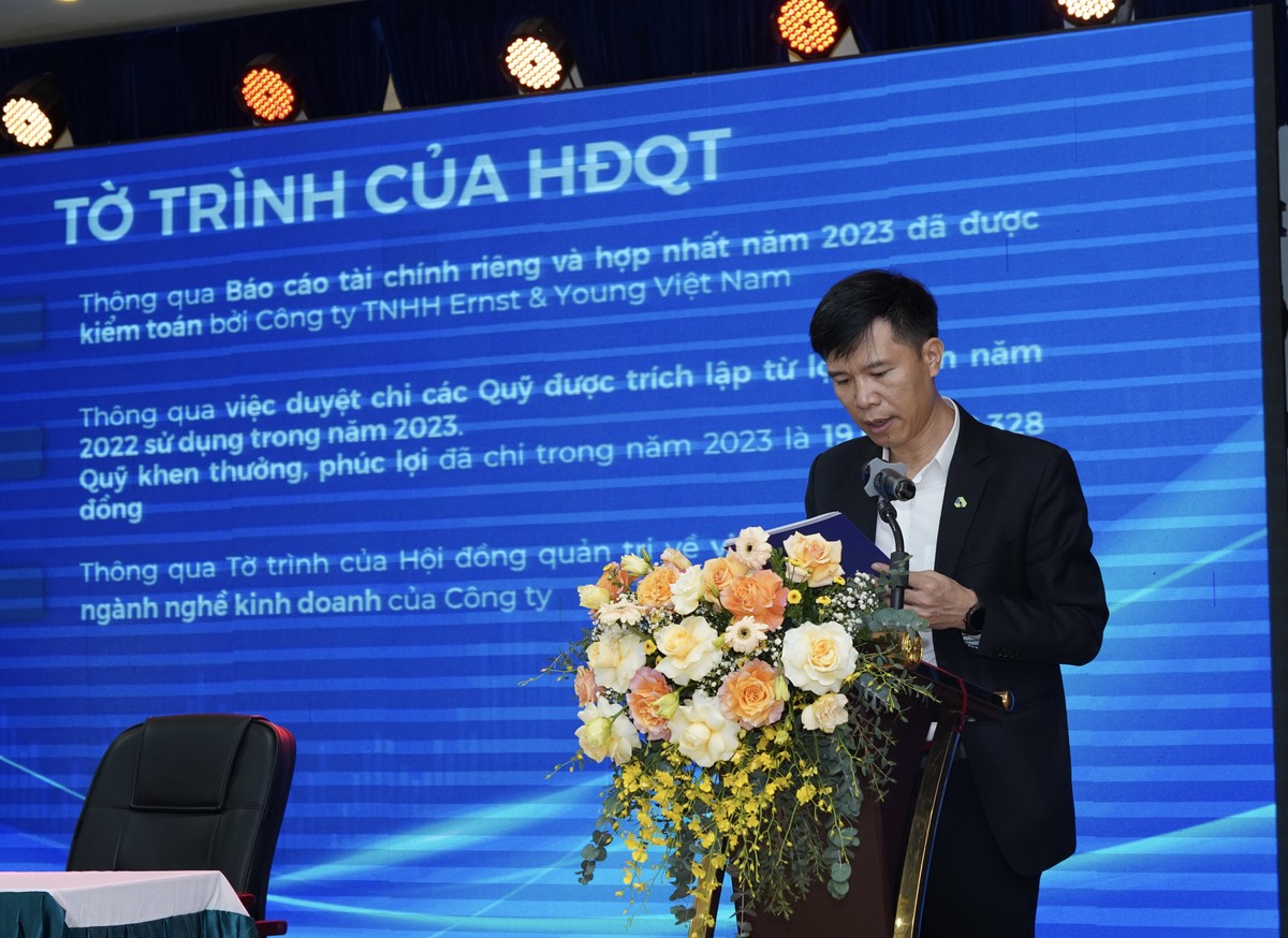 Đại hội thông qua kế hoạch lợi nhuận 377 tỷ đồng (tăng 22% so với năm 2023) cùng nhiều nội dung quan trọng khác.