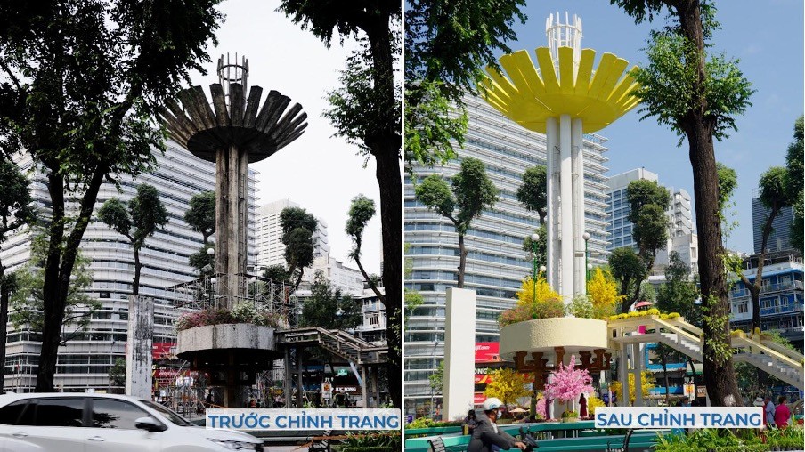 Hồ Con Rùa trước và sau khi được chỉnh trang.