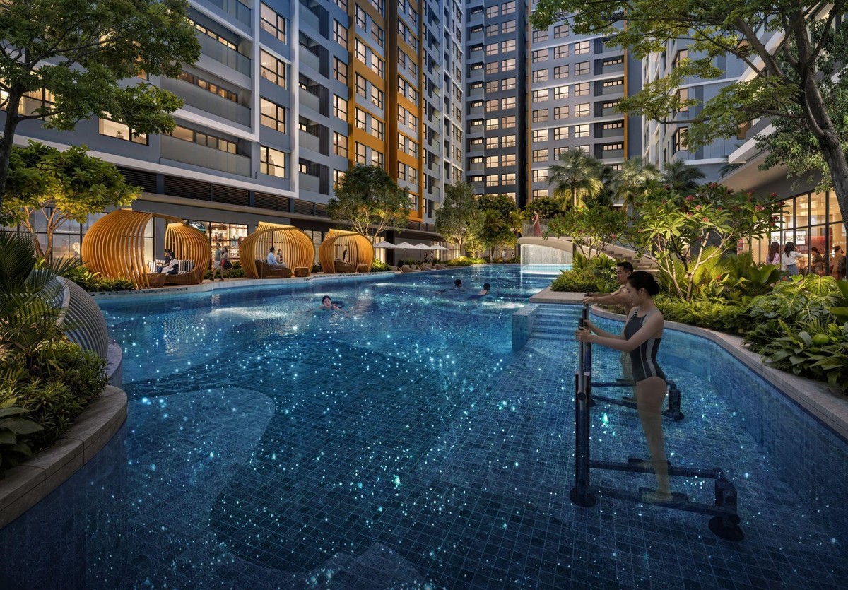 Gladia Heights nổi bật với 2 hồ bơi, 2 clubhouse đẳng cấp đáp ứng nhu cầu an cư của giới chuyên gia - Ảnh: DNCC
