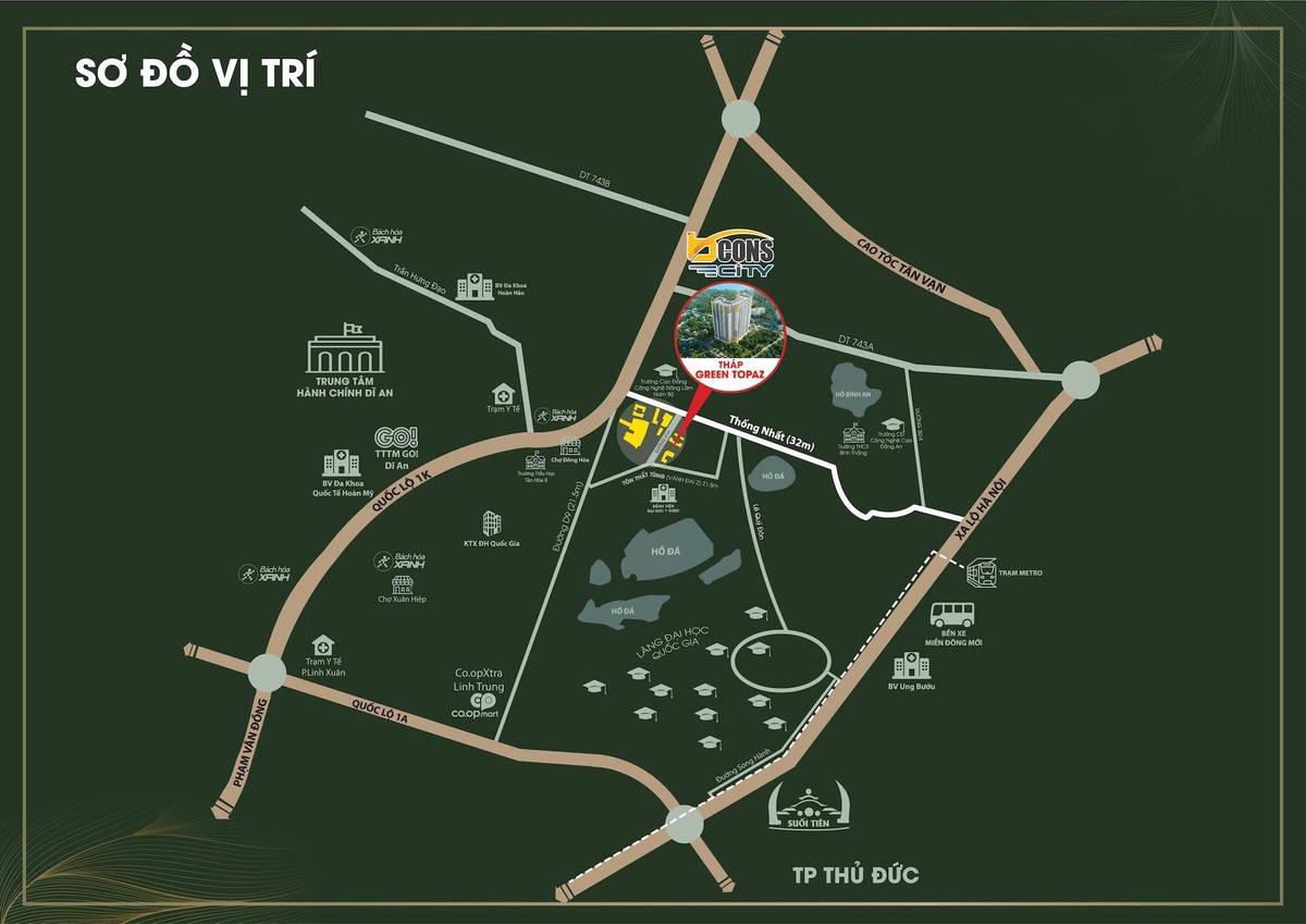 Bcons Citylà vị trí tâm điểm kết nối khu vực.