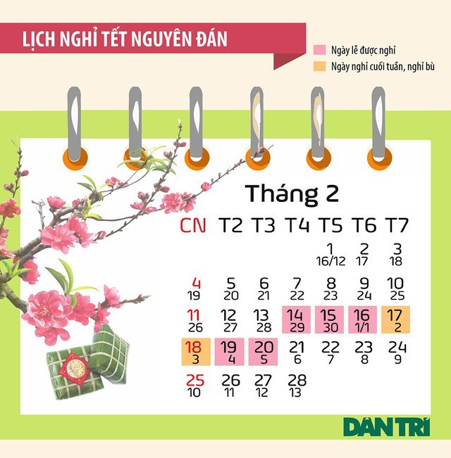 Bộ LĐ-TB&XH công bố lịch nghỉ các ngày Lễ, Tết trong năm 2018, Tết Mậu Tuất nghỉ 7 ngày từ 14/2 ảnh 1