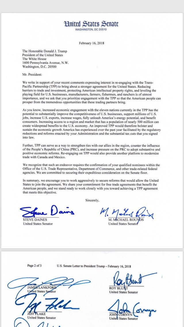 25 Thượng nghị sĩ Cộng hòa hối thúc Tổng thống Trump quay lại với TPP ảnh 1