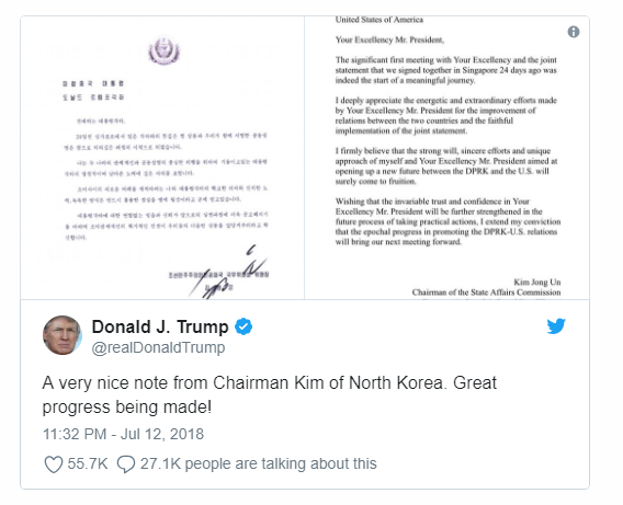 Ông Trump khoe nhận thư riêng của ông Kim Jong-un giữa lúc căng thẳng ảnh 1