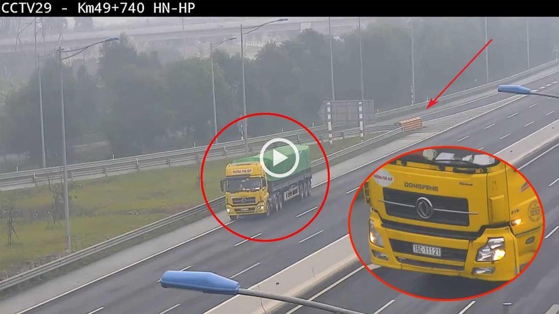 Lái xe đầu kéo đi lùi trên cao tốc Hà Nội - Hải Phòng bị phạt 17 triệu ảnh 1