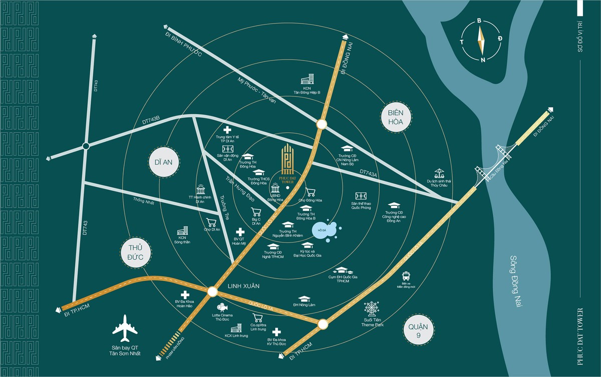 Vị trí trung tâm lý tưởng của Phuc Dat Tower.