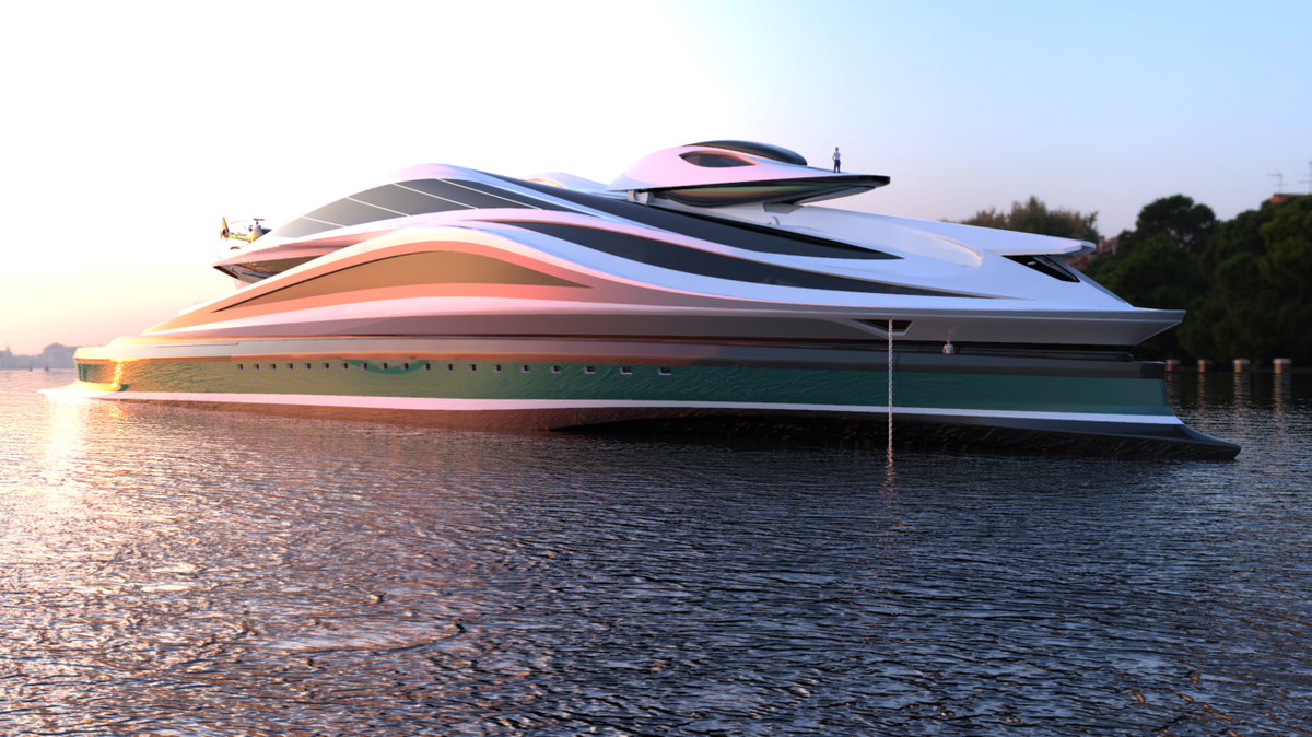 Phác thảo mẫu thiết kế của siêu du thuyền "thiên nga".