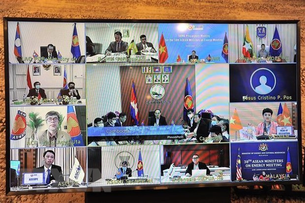 Điểm cầu các nước ASEAN tham dự hội nghị. (Ảnh: Trần Việt/TTXVN).