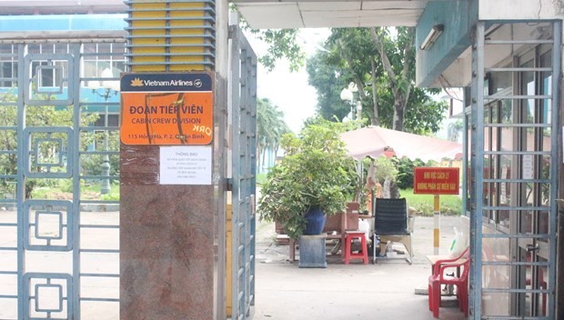 Khu cách ly đoàn tiếp viên Vietnam Airlines đã bị yêu cầu ngưng hoạt động sau khi 1 tiếp viên bị lây nhiễm COVID-19 từ đây. (Ảnh: Đinh Hằng/TTXVN).