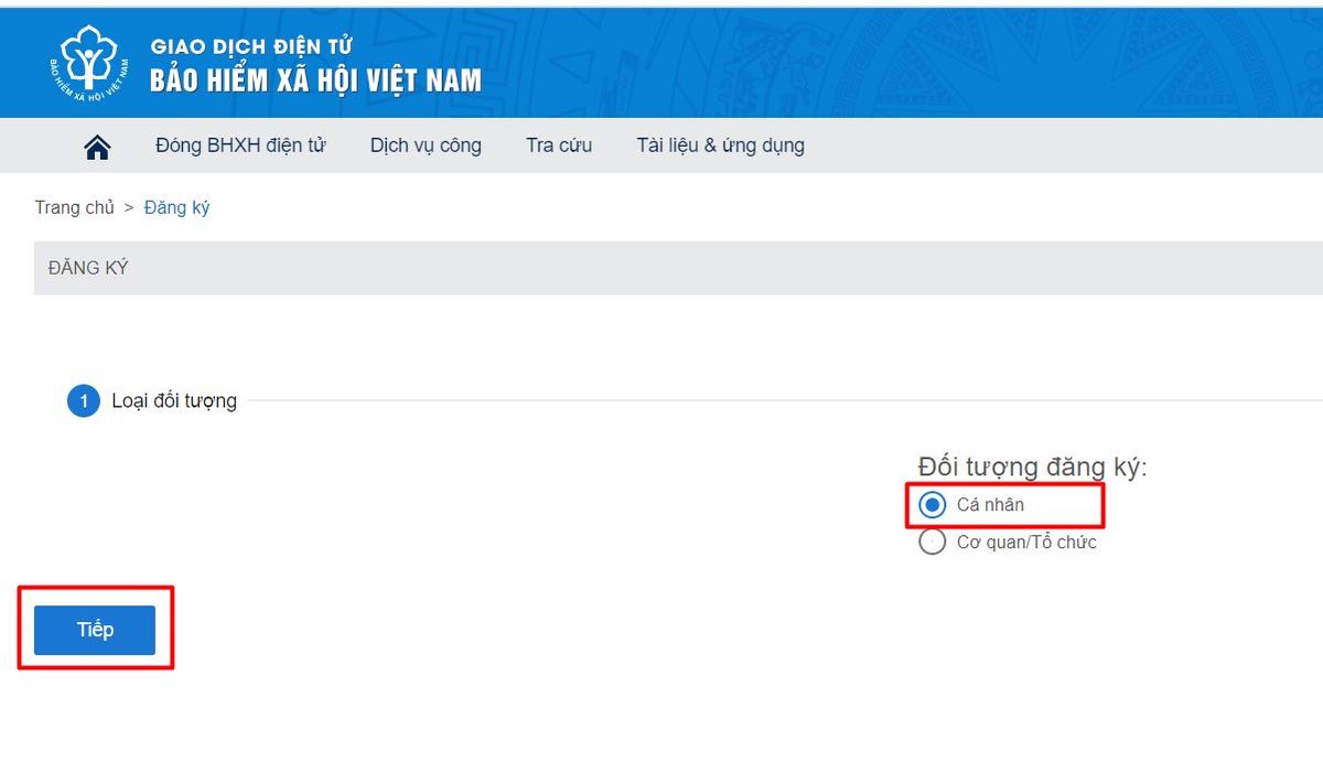 Màn hình đăng ký.