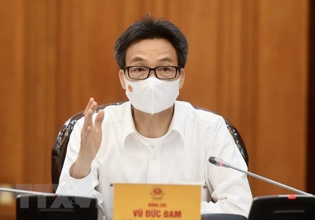 Phó Thủ tướng Vũ Đức Đam, Trưởng Ban Chỉ đạo Quốc gia phòng, chống dịch COVID-19 phát biểu tại cuộc họp. (Ảnh: TTXVN).
