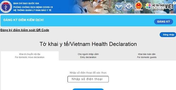 Người dân có thể truy cập vào địa chỉ https://tokhaiyte.vn/ để khai báo y tế. (Ảnh: Vietnam+).