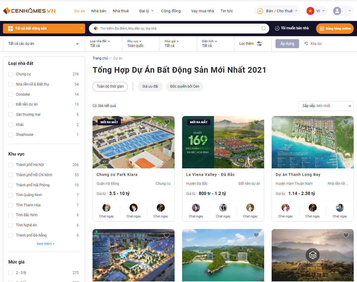 Cen Land sở hữu kho dự án khổng lồ được niêm yết trên https://cenhomes.vn/.