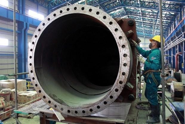 Tổng thầu thi công Nhiệt điện Thái Bình 2 là Tổng Công ty CP Xây lắp Dầu khí Việt Nam-PVC. (Ảnh: Huy Hùng/TTXVN).