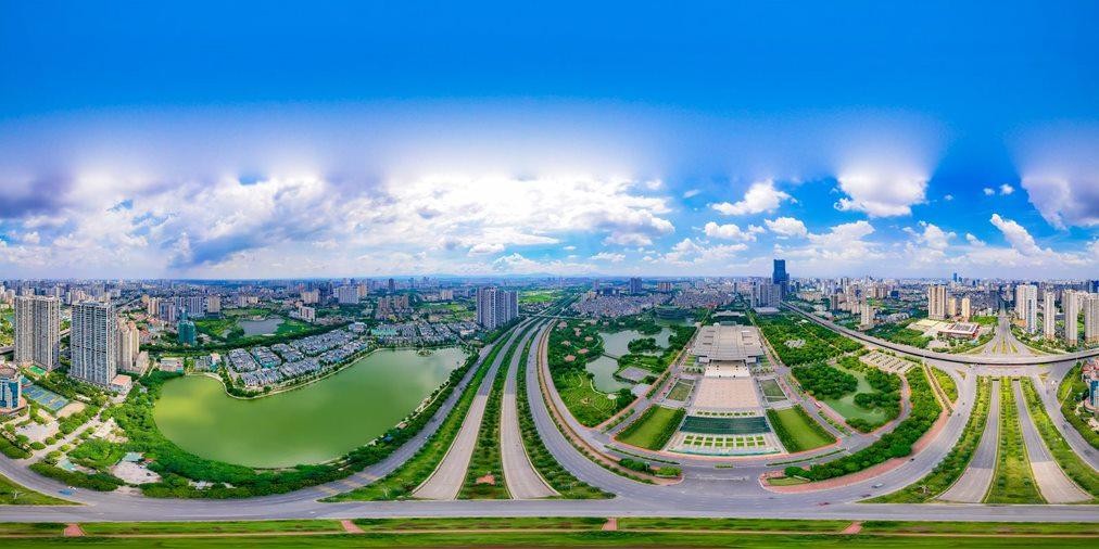 Hệ thống hạ tầng giao thông hiện đại trong dự án đã được phủ xanh.