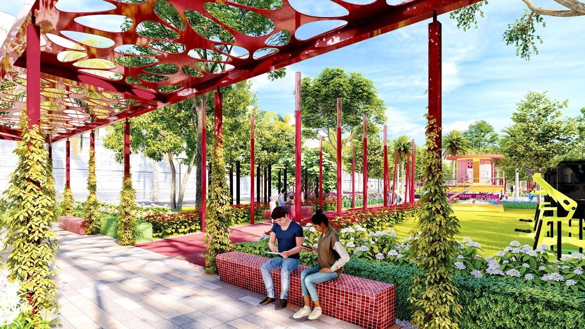 Hệ thống công viên với đầy đủ tiện ích mang đến những trải nghiệm ấn tượng cho cư dân và du khách. Ảnh phối cảnh minh họa.