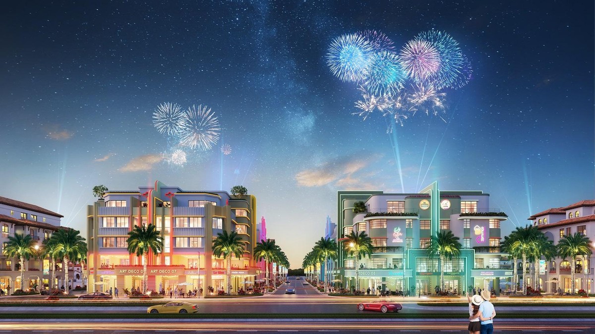 Shophouse The Link đầy sức sống về đêm với đa dạng sản phẩm dịch vụ du lịch. Ảnh phối cảnh minh họa.