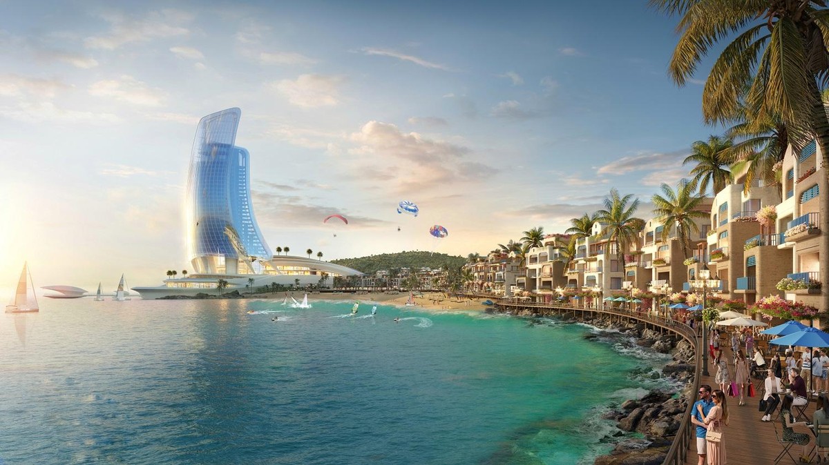 Tòa nhà Cánh Buồm biểu tượng của Hon Thom Paradise Island. Ảnh phối cảnh minh họa. Tòa nhà Cánh Buồm biểu tượng của Hon Thom Paradise Island. Ảnh phối cảnh minh họa.