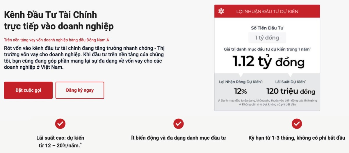 Thông tin trên website Validus.