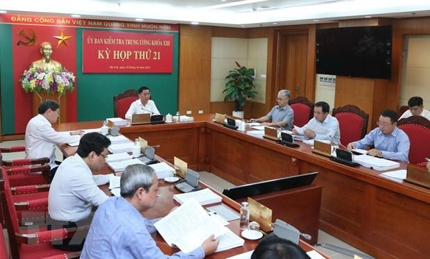 Ông Trần Cẩm Tú, Ủy viên Bộ Chính trị, Bí thư Trung ương Đảng, Chủ nhiệm Ủy ban Kiểm tra Trung ương chủ trì kỳ họp. (Ảnh: Lâm Khánh/TTXVN).