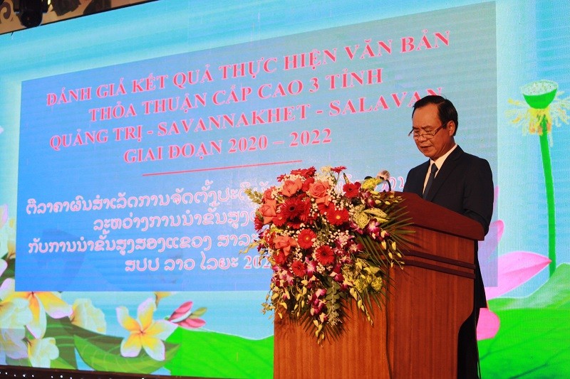 Chủ tịch UBND tỉnh Quảng Trị Võ Văn Hưng: Quảng Trị - Savannakhet - Salavan có mối quan hệ hữu nghị đặc biệt và hợp tác toàn diện, ngày càng đi vào chiều sâu và đã phát triển lên tầm cao mới.