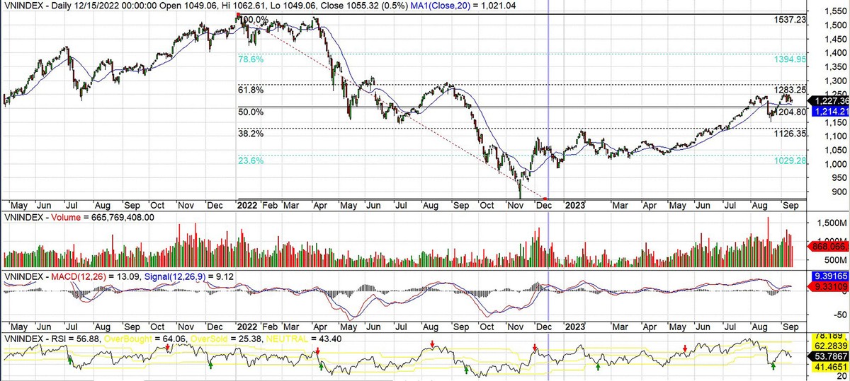 Đồ thị kỹ thuật chỉ số VN30.