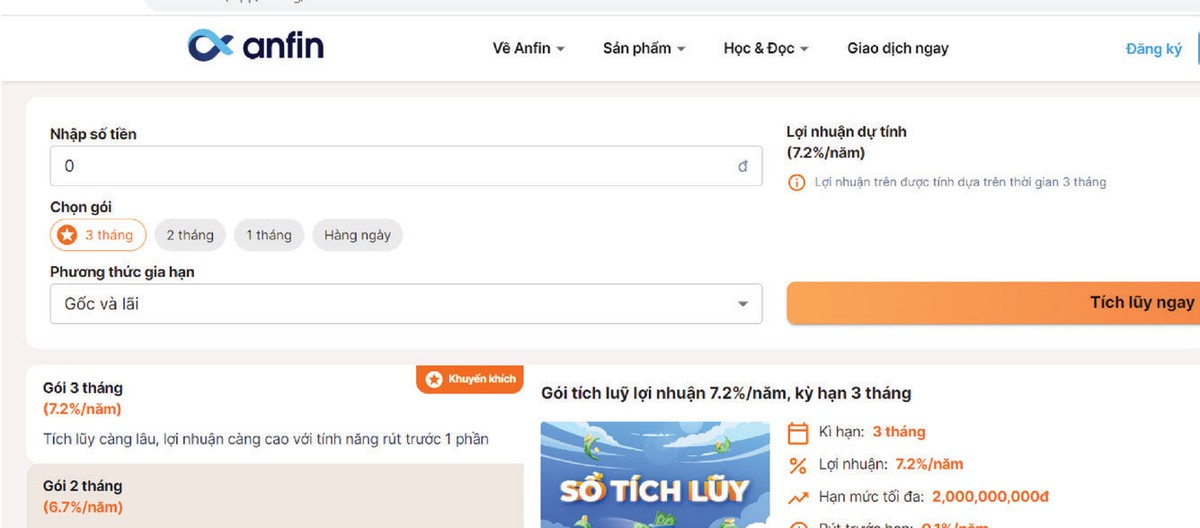 ANFIN: Anfin đang huy động vốn như một tổ chức tín dụng.